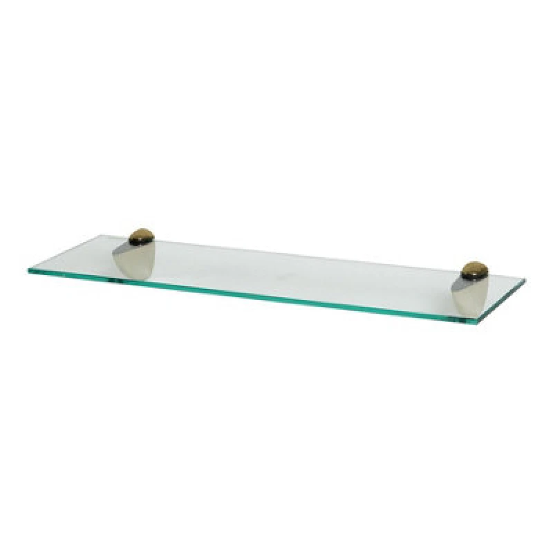 Image of Harbour Housewares Floating Glass Shelf - 60Cm - Gold Brackets - Bathroom Shower Storage Vanity Display Unit Shelf