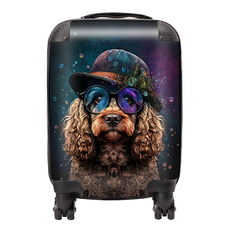 Image of Warren Reed - Designer Cockapoo Dog Face Splashart Suitcase Size: Large Multicolor Unisex Large