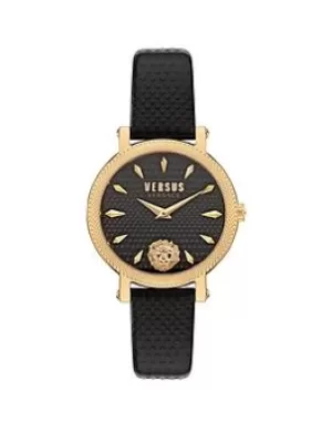 Image of Versus Versace Weho Yellow Gold Black Dial Black Strap
