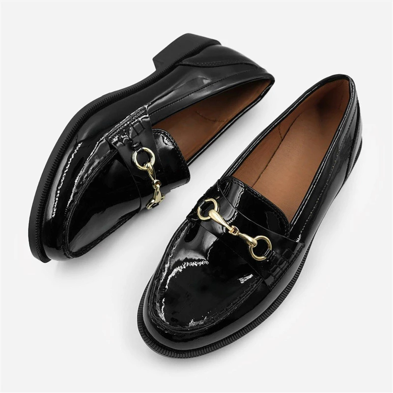 Image of Where's That From 'Cielo' Round Toe Single Metal Bar Loafers Black female