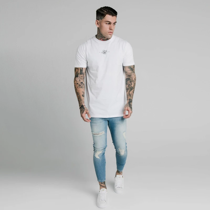 Image of SikSilk Low Rise Skinny Ripped Jeans - Blue Blue XS