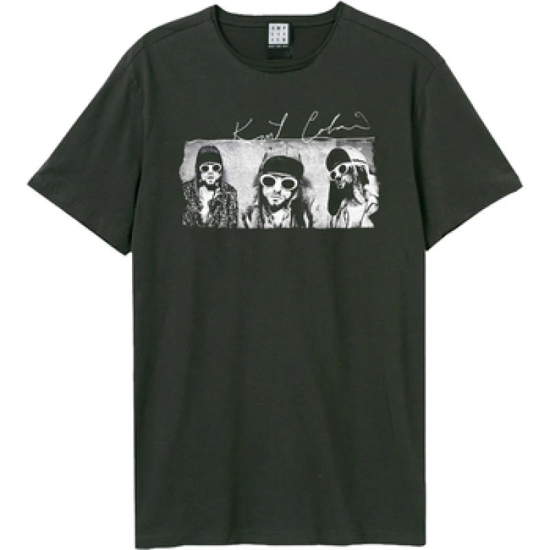 Image of Amplified Amplified Men Frohmans Photos Kurt Cobain T-Shirt in Charcoal Size: X-Small Charcoal XS Male 5063693954079