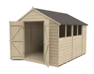 Image of Forest Garden 10 x 8ft Apex Overlap Pressure Treated Double Door Shed