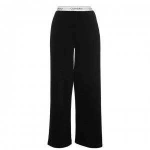 Image of Calvin Klein Wide Leg Velvet Jogging Pants - BLACK