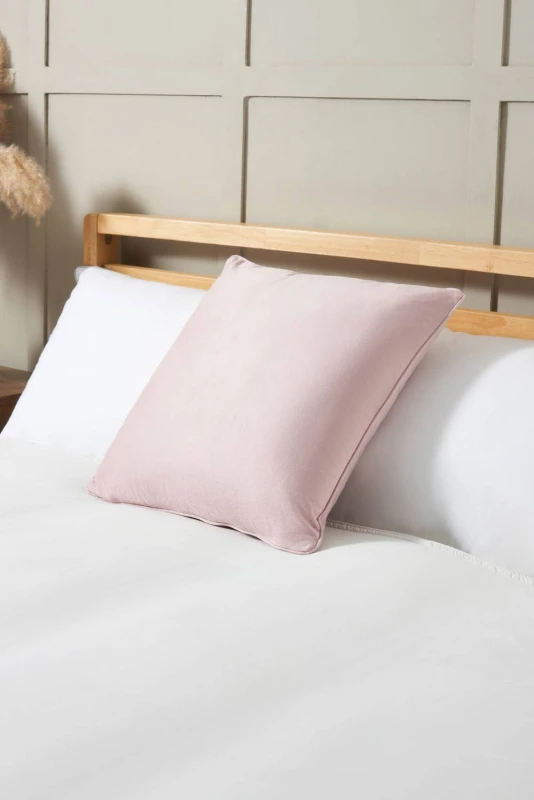 Image of BHS Small Velour Piped Cushion in Pink Pink Unisex