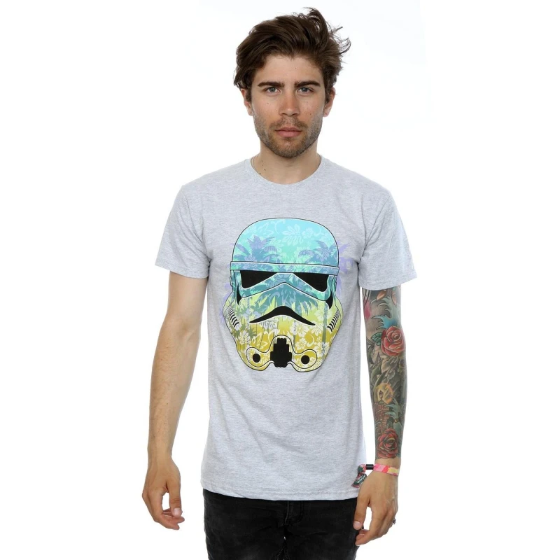 Image of Star Wars Star Wars Men Command Stormtrooper Hawaiian Heather T-Shirt in Grey Size: Small Grey S Male 5063377443998