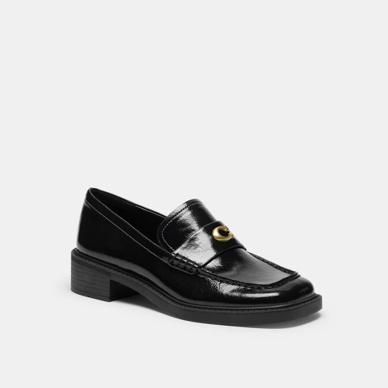 Image of Coach Womens Glazed Penny Loafers Black female 8 (41)