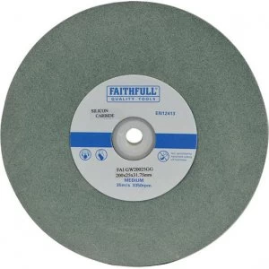 Image of Faithfull Green Silicone Carbide Grinding Wheel 200mm 25mm Fine