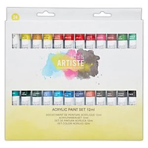 Image of Artiste Paint Set Acrylic Assorted 24 Colours 12ml Tubes