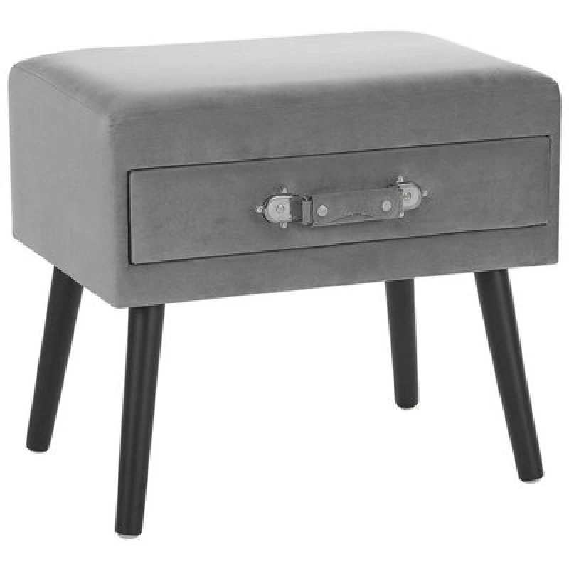 Image of Beliani 1 Drawer Bedside Table Eurostar Velvet Grey