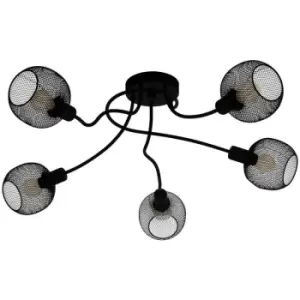 Image of Wrington 5 Lamp Multi Arm Semi Flush Ceiling Light Black - Eglo