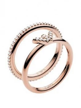 Image of Emporio Armani EG3462221 Rose Tone Logo Ring Stack
