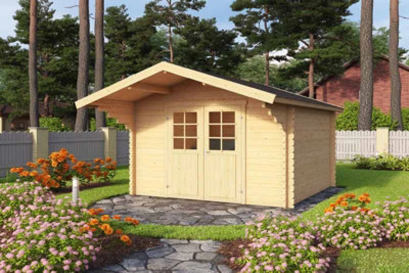 Image of Lasita Maja Lasita Osland Viljandi 34 Log Cabin With Roof Overhang Canopy - 3M X 3M - 34mm Wall Logs
