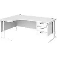 Image of Dams International Left Hand Ergonomic Desk MC18ELP3WHWH 1,800 x 1,200 x 725 x 800 - 990 mm