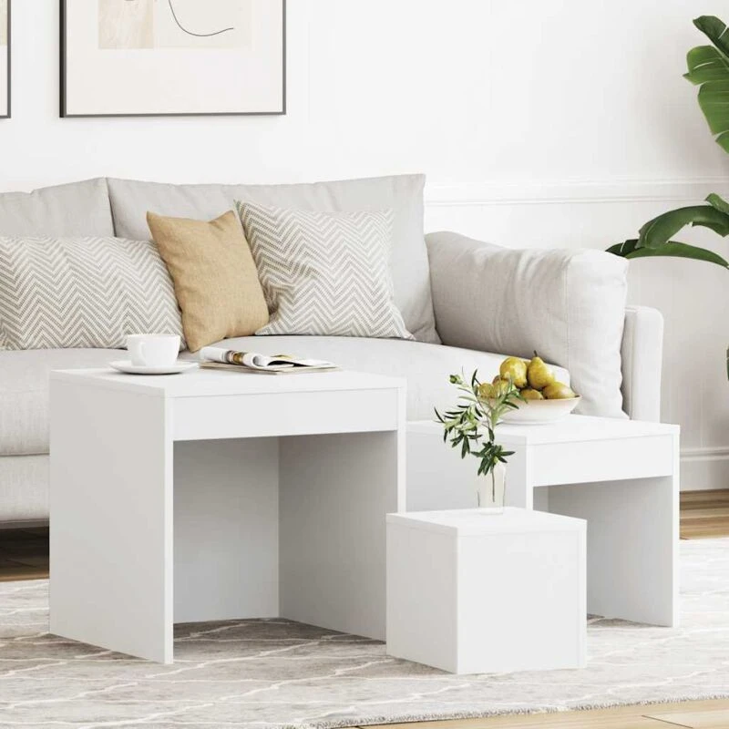 Image of VIDAXL Nesting Tables 3 pcs White Engineered Wood Vidaxl 8720286611326