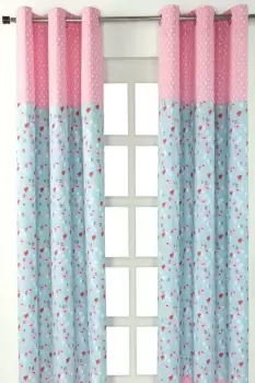 Image of Birds And Flowers Ready Made Eyelet Curtain Pair