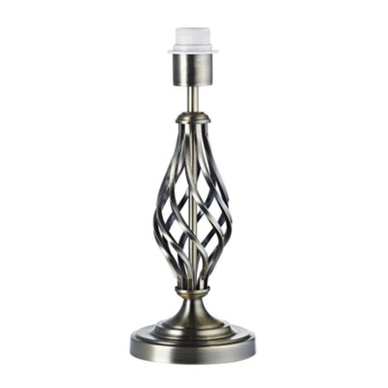 Image of Happy Homewares Traditional Brushed Antique Brass Table Lamp Base With Twist Metal Stem Design