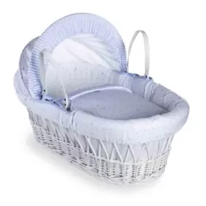 Image of Clair de Lune Stars & Stripes White Wicker Moses Basket - Blue