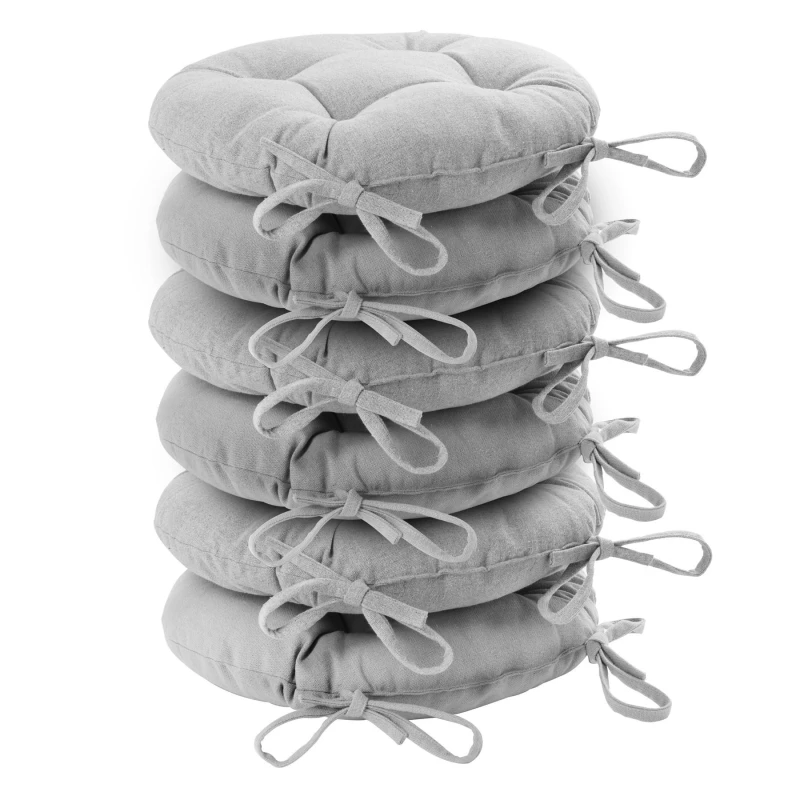 Image of Harbour Housewares Round Garden Chair Seat Cushions - Grey - Pack Of 6