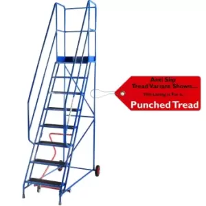 Image of 8 Tread Mobile Warehouse Stairs Punched Steps 3m EN131 7 Blue Safety Ladder