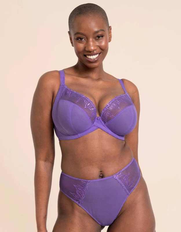 Image of Curvy Kate Womens Flare Multiway Full Plunge Side Support Bra Lingerie in Purple Size: 42G Purple Female 42G
