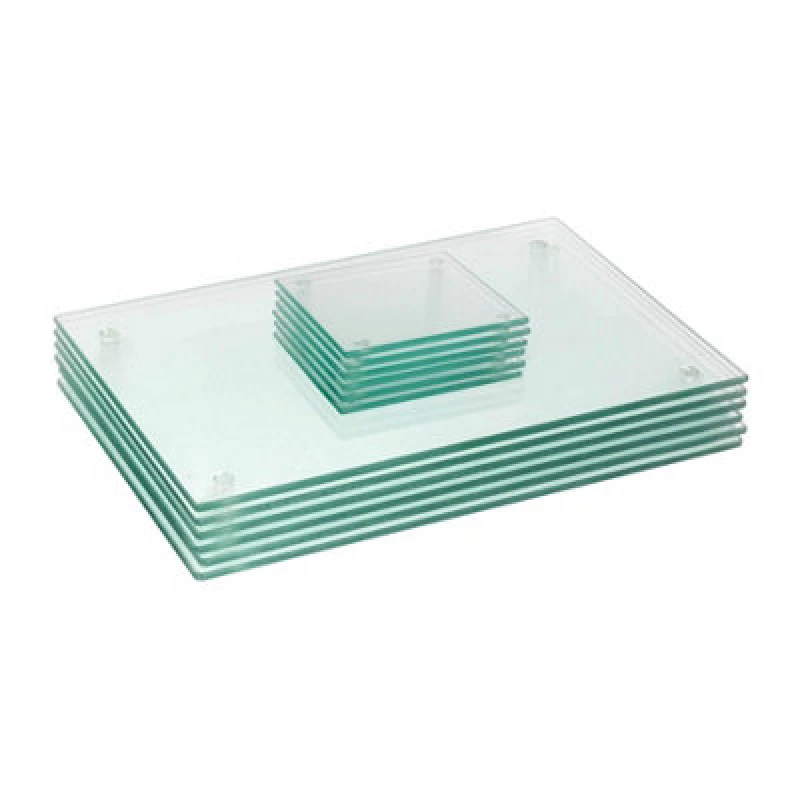 Image of Harbour Housewares 12Pc Glass Placemats & Coasters Set - 30 X 20Cm Clear Dining Table Protection Place Mats Cup Drink Coasters