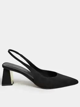 Image of Yours Extra Wide Fit Point Slingback Mid Heel Court Shoe Black, Size 4Eee, Women