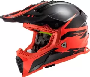 Image of LS2 MX437 Fast Evo Roar Motocross Helmet, black-red, Size S, black-red, Size S