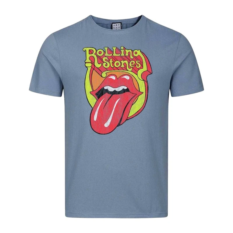 Image of Amplified Mens Bootleg Tongue The Rolling Stones T-Shirt in Pale Blue Size: XS Pale Blue Male XS