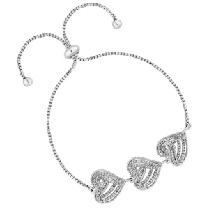 Image of Jon Richard Silver Plated Clear Cubic Zirconia Heart Toggle Bracelet