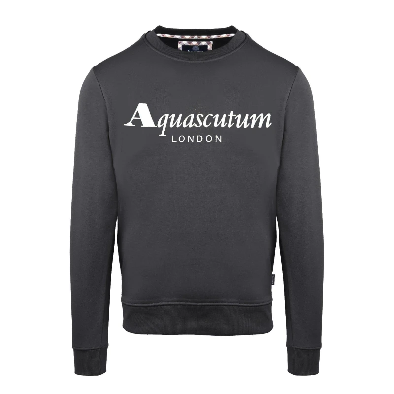 Image of Aquascutum Mens Roundnk Sweat Crew Sweatshirt - Black Male S