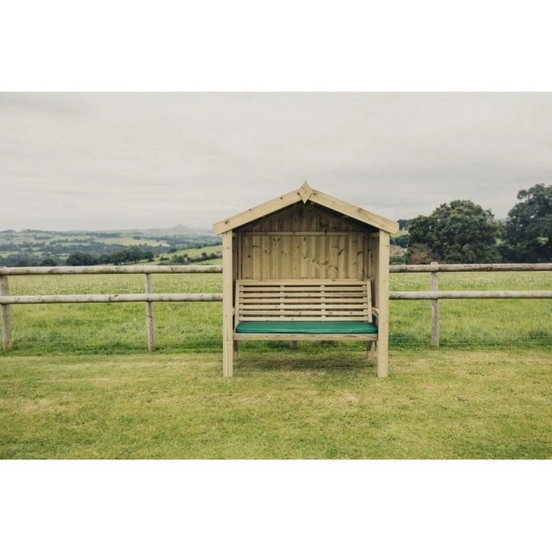 Image of Churnet Valley Garden Furniture Ltd Cottage 3 Seat Arbour - Min. Assembly Required - Set of Cushions Inc in Brown Brown Unisex