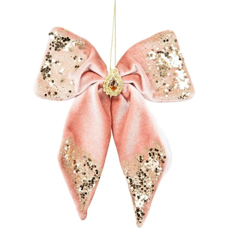 Image of Shatchi Bow Pink 17x22cm - Christmas Hanging Decoration Pink