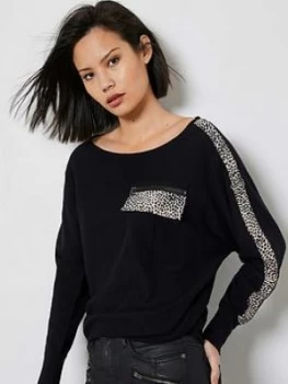 Image of Mint Velvet Print Pocket Detail Jumper - Black