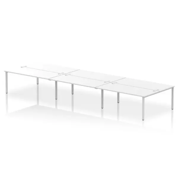 Image of Impulse Impulse Bench B2B 6 Person 1800 Silver Frame Office Bench Desk White IMB6P18WHTS