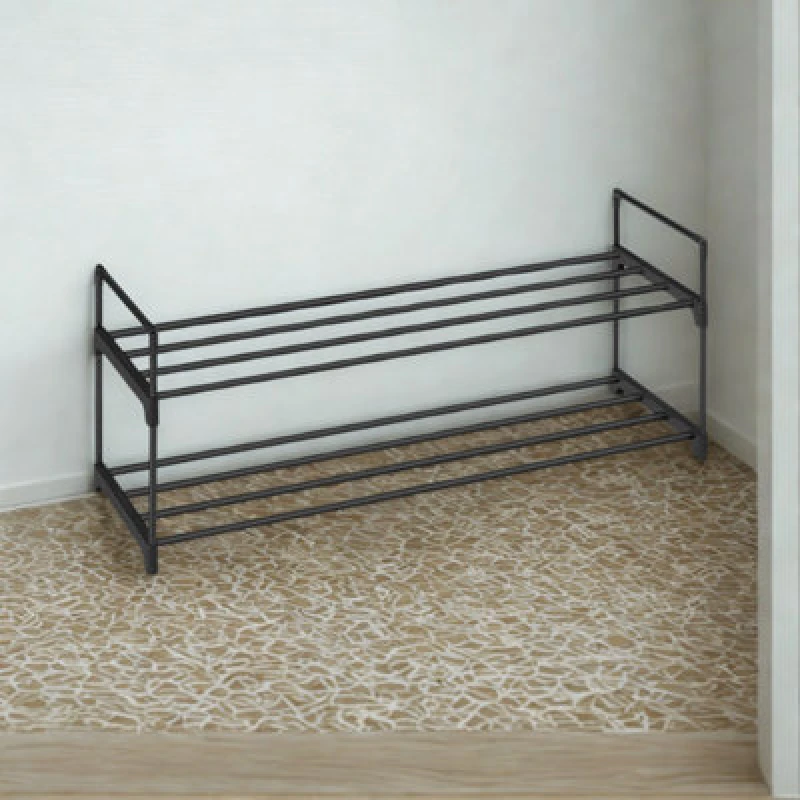 Image of FURNOLD 2 Tier Metal Shoe Storage Rack With Slats