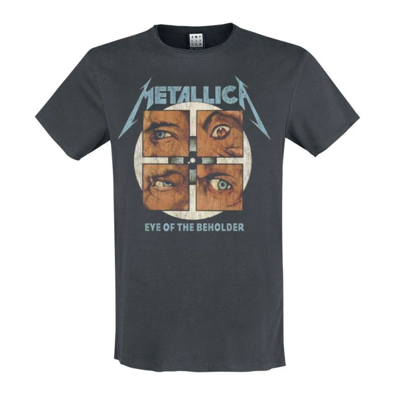 Image of Amplified Amplified Men Eye of the Beholder Metallica T-Shirt in Charcoal Size: Small Charcoal S Male 5063107699787