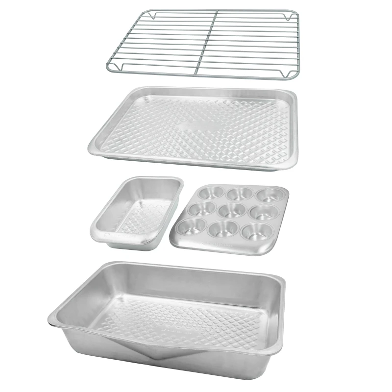 Image of Masterclass Recycled Aluminium 5pc Stacking Baking Set Silver