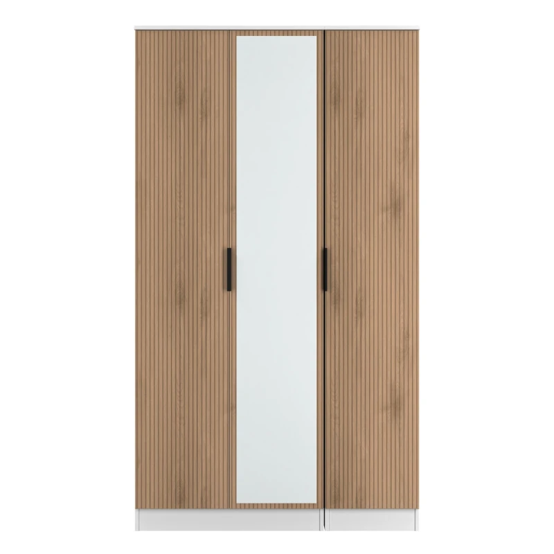 Image of Ready Assembled 2 U Crete Tall 3 Door Mirrored Robe (Ready Assembled) in White Size: Large White Unisex Large