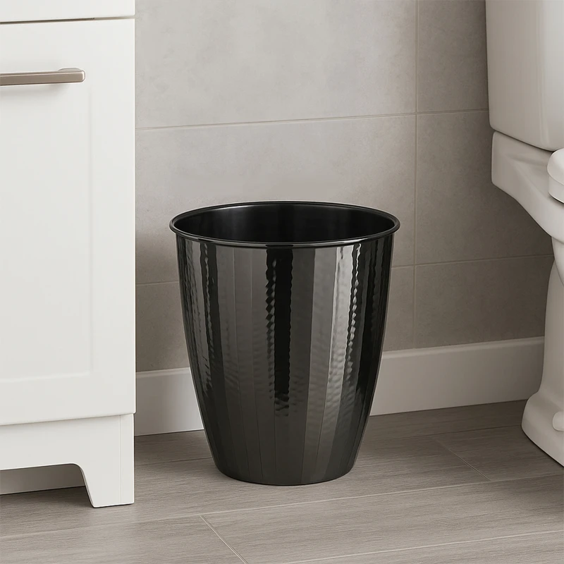 Image of Premier Housewares Hammered Waste Bin Black