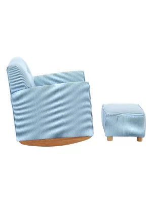 Image of Premier Housewares Kids Rocker With Footstool - Blue/White Stripe