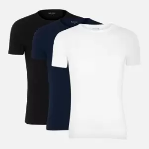 Image of Paul Smith Mens 3 Pack Crewneck T-Shirts - Black/White/Inky Blue - S