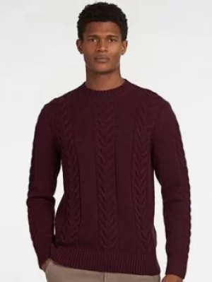 Image of Barbour Essential Cable Knit Jumper, Ruby Size M Men