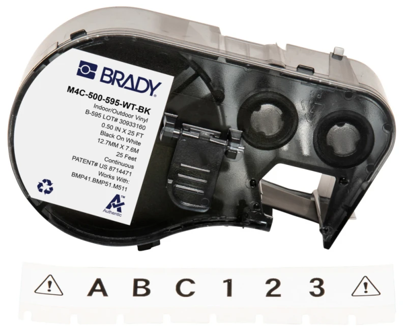Image of Brady M4C-500-595-WT-BK printer label Black. White Self-adhesive print