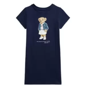 Image of Polo Ralph Lauren Polo Ralph Lauren Bear Logo T-Shirt Dress Junior Girls - Blue