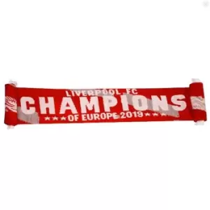 Image of Liverpool FC Champions Of Europe 2019 Scarf (One Size) (Red/White)
