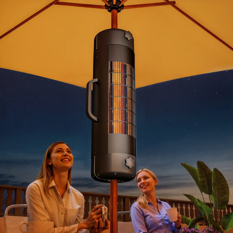 Image of Outsunny Outsunny Electric Parasol Mounted Patio Heater, Outdoor Heater w/ 2 Setting