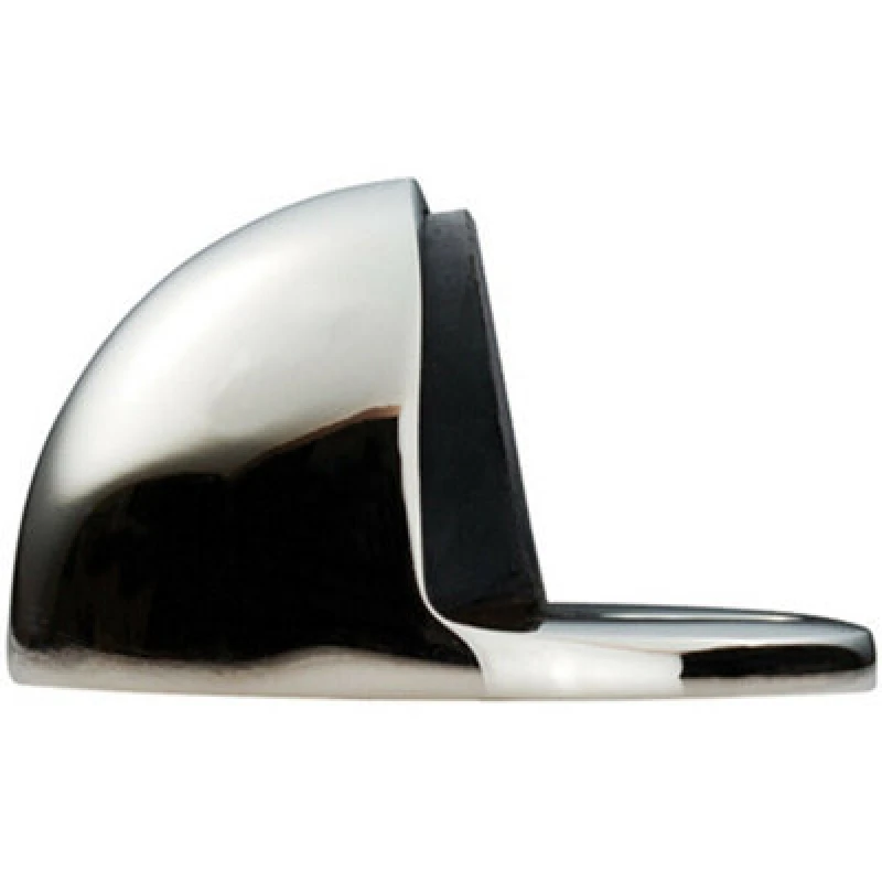 Image of Loops Floor mounted Oval Doorstop 44 x 22mm Polished Nickel Half Moon Stopper Metallics