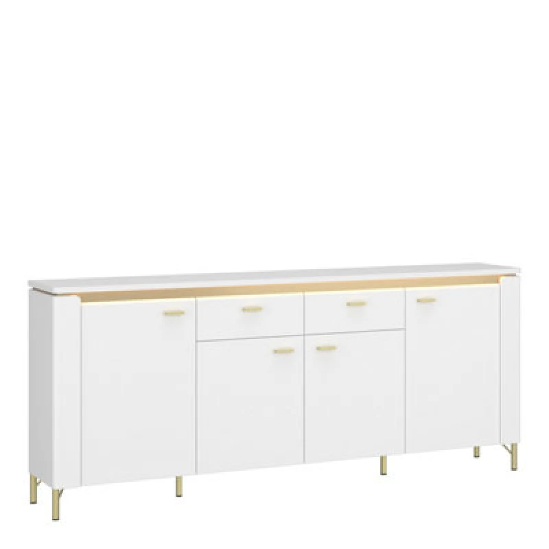 Image of Furniture To Go Lazio Sideboard 4 Door 2 Drawer In Alpine White/white Gloss