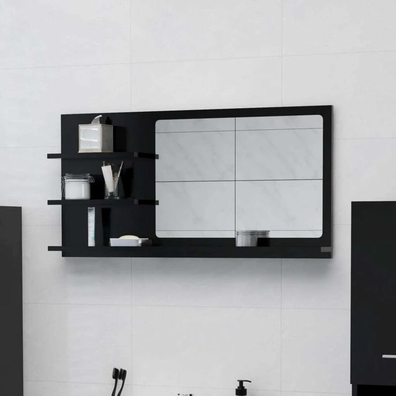 Image of VIDAXL Bathroom Mirror Black 90x10.5x45cm Engineered Wood Vidaxl 8720286222010